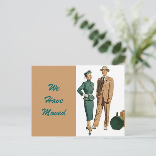 Briefkaart paar verplaatst nieuw adres-pc (Staand voorkant)