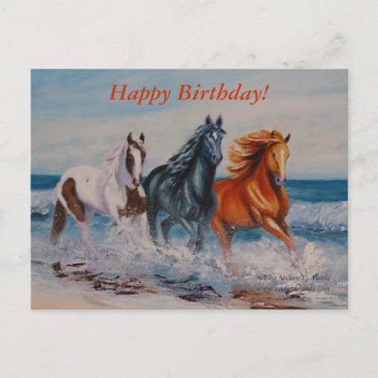 Briefkaart, paarden in het Surf Briefkaart (Voorkant)