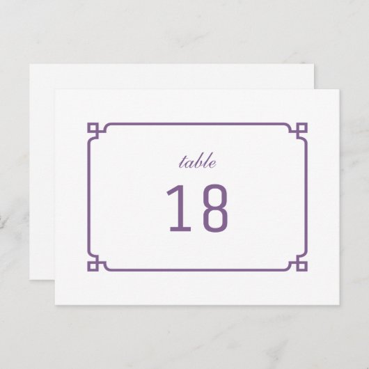 Briefkaart Paars deco Chic-tabelnummer (Voorkant / Achterkant)