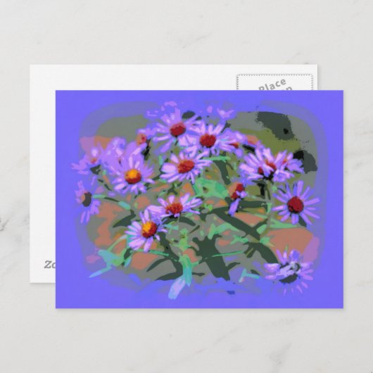 briefkaart paarse asters (Voorkant / Achterkant)