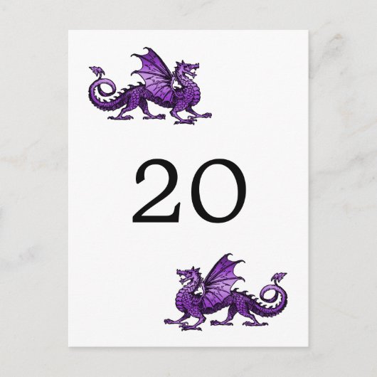 Briefkaart Paarse drakentabelnummer (Voorkant)