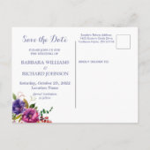 Briefkaart Paarse Floral Waterverf Opslagdatum (Achterkant)