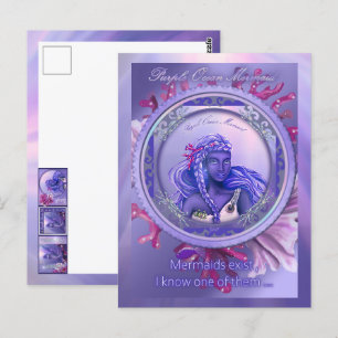 Briefkaart Paarse Oceaan Mermaid