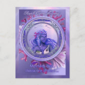 Briefkaart Paarse Oceaan Mermaid (Voorkant)