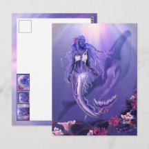Briefkaart Paarse Oceaan Mermaid