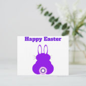 Briefkaart Paarse paasbunny (Staand voorkant)
