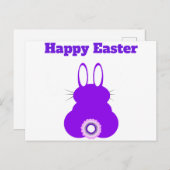 Briefkaart Paarse paasbunny (Voorkant / Achterkant)
