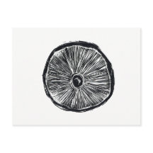 Briefkaart - Paddenstoel Lino afdrukken