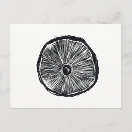 Briefkaart - Paddenstoel Lino afdrukken