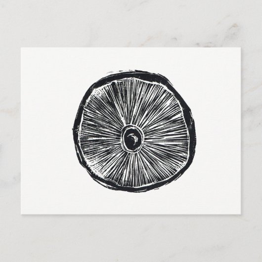 Briefkaart - Paddenstoel Lino afdrukken (Voorkant)