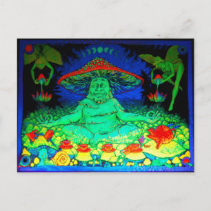 Briefkaart paddenstoel thee