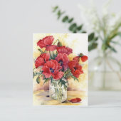 Briefkaart - papavers in een pot (Staand voorkant)