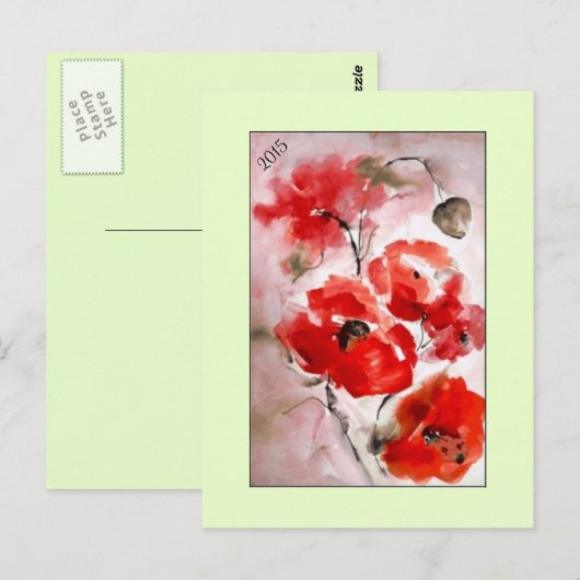 Briefkaart "Papavers voor 2015" (Voorkant / Achterkant)