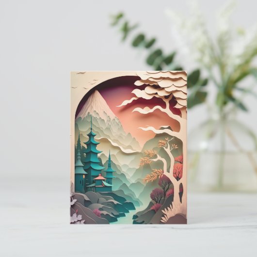 Briefkaart Papieren snijliggend landschap (Staand voorkant)