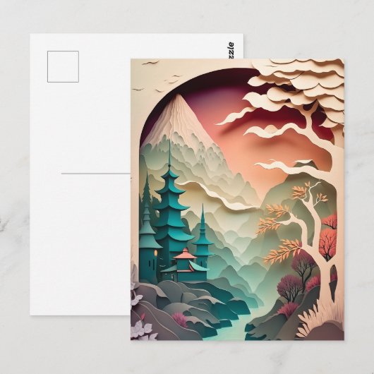 Briefkaart Papieren snijliggend landschap (Voorkant / Achterkant)