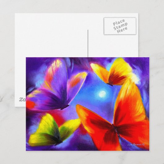 Briefkaart parade van kleurrijke vlinders schilder (Voorkant / Achterkant)