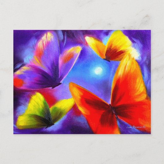Briefkaart parade van kleurrijke vlinders schilder (Voorkant)