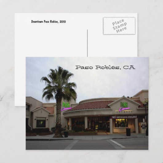 Briefkaart, Park-Cinemas, Paso Robles, CA Briefkaart (Voorkant / Achterkant)