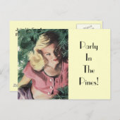 Briefkaart Partij in de Pijnse Retro  vrouw (Voorkant / Achterkant)