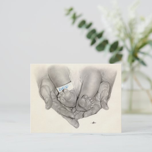Briefkaart pasgeboren baby voeten (Staand voorkant)