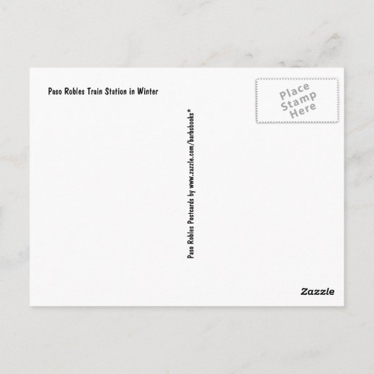 Briefkaart: Paso Robles Train Station in Winter Briefkaart (Achterkant)