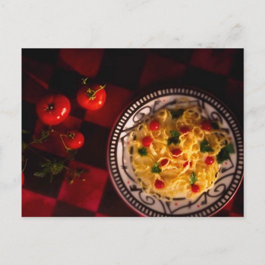 BRIEFKAART PASTA DISH MET TOMATOEN (Voorkant)