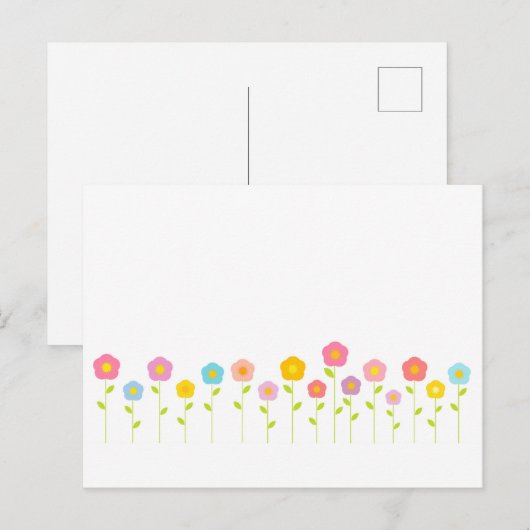 Briefkaart pasteelbloemen (Voorkant / Achterkant)