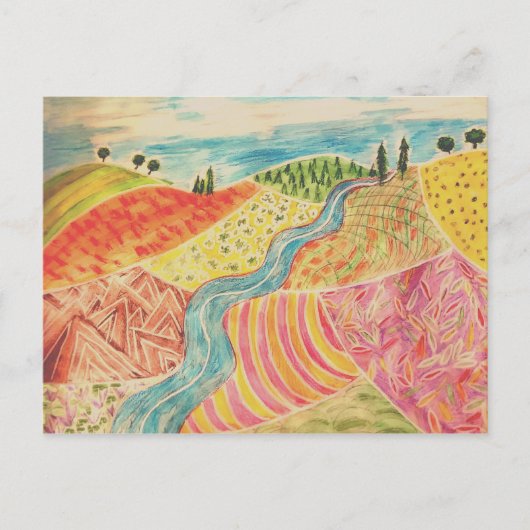 Briefkaart patchwork-landschap (Voorkant)