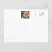briefkaart, "PEACHY PINK PEONY" Briefkaart (Achterkant)