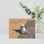 Briefkaart - Pelican op papier (Staand voorkant)
