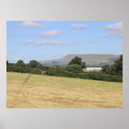 Briefkaart Pendle Hill Lancashire Poster (Voorkant)