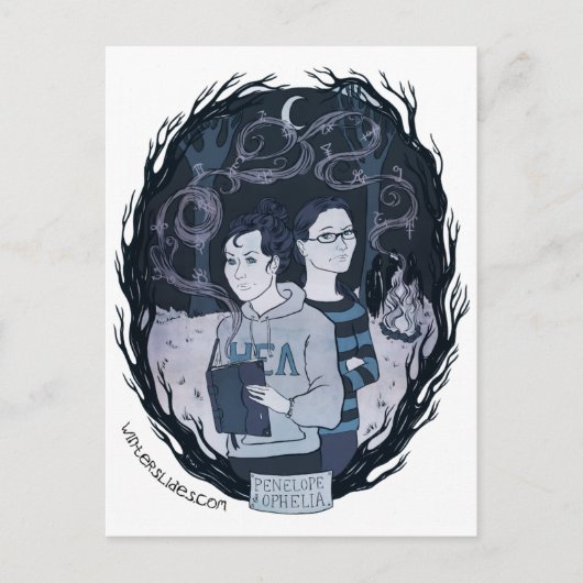 briefkaart "Penelope & Ophelia" - Winterdia (Voorkant)