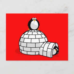 Briefkaart Penguin en Igloo