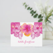 Briefkaart penseel Hibiscus Floral Table Number (Staand voorkant)