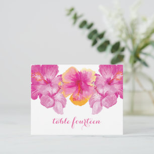 Briefkaart penseel Hibiscus Floral Table Number