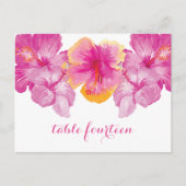 Briefkaart penseel Hibiscus Floral Table Number (Voorkant)