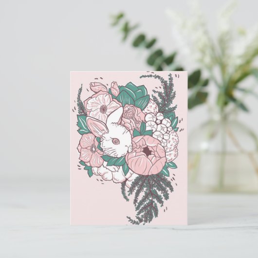 Briefkaart Peony Bunny (Staand voorkant)