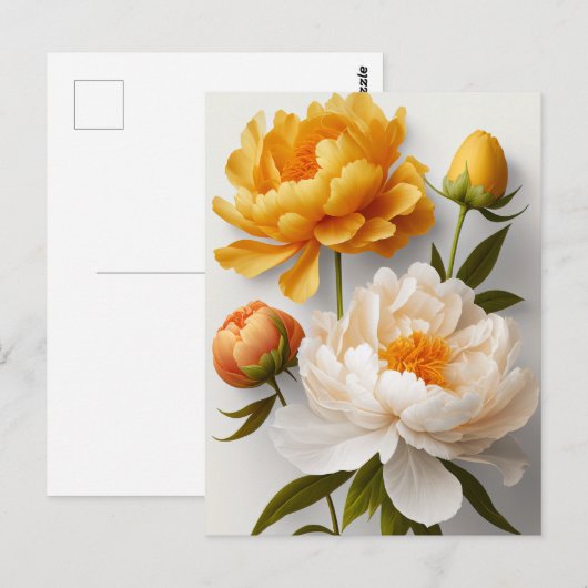 Briefkaart Peony Flowers (Voorkant / Achterkant)