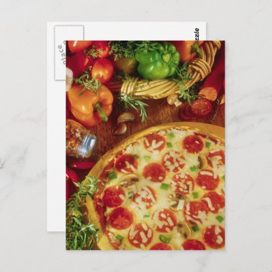 BRIEFKAART PEPPERONI PIZZA (Voorkant / Achterkant)