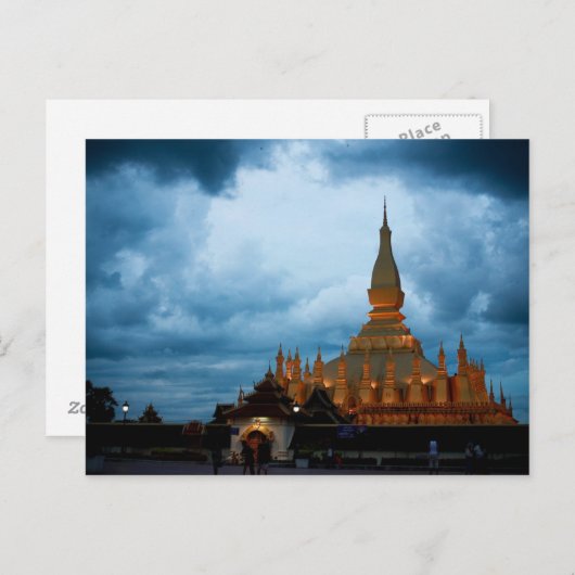 Briefkaart Pha dat Luang, Vientiane, Laos (Voorkant / Achterkant)