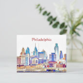 Briefkaart Philadelphia Color Sketch (Staand voorkant)