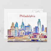Briefkaart Philadelphia Color Sketch (Voorkant / Achterkant)