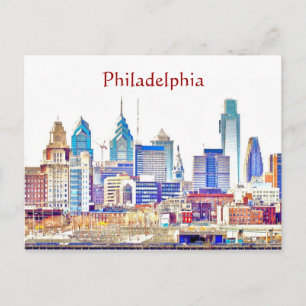 Briefkaart Philadelphia Color Sketch