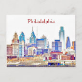 Briefkaart Philadelphia Color Sketch (Voorkant)