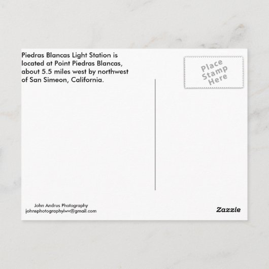 Briefkaart Piedras Blancas Light (Achterkant)