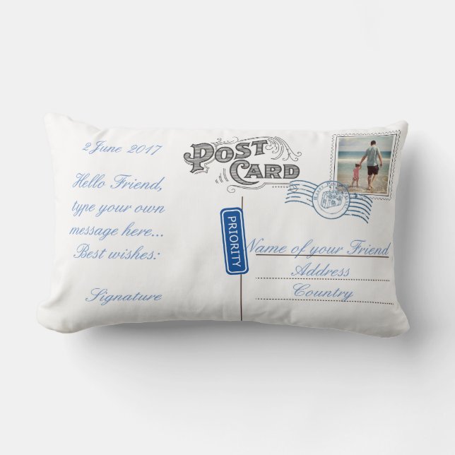  Briefkaart Pillow met uw bericht Kussen (Voorkant)