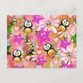 Briefkaart Pinguïns Bloemen (Voorkant)