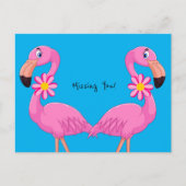 Briefkaart Pink Flamingo Floral Mist u! (Voorkant)