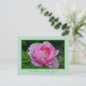 BRIEFKAART, "PINK PEONY/DENKING OF JOU" BRIEFKAART (Staand voorkant)