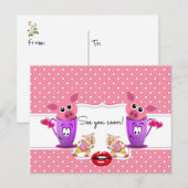 Briefkaart Pink Pigs Polk a dot Tot binnenkort! (Voorkant / Achterkant)